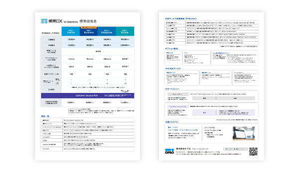 価格表(帳票DX for Salesforce)