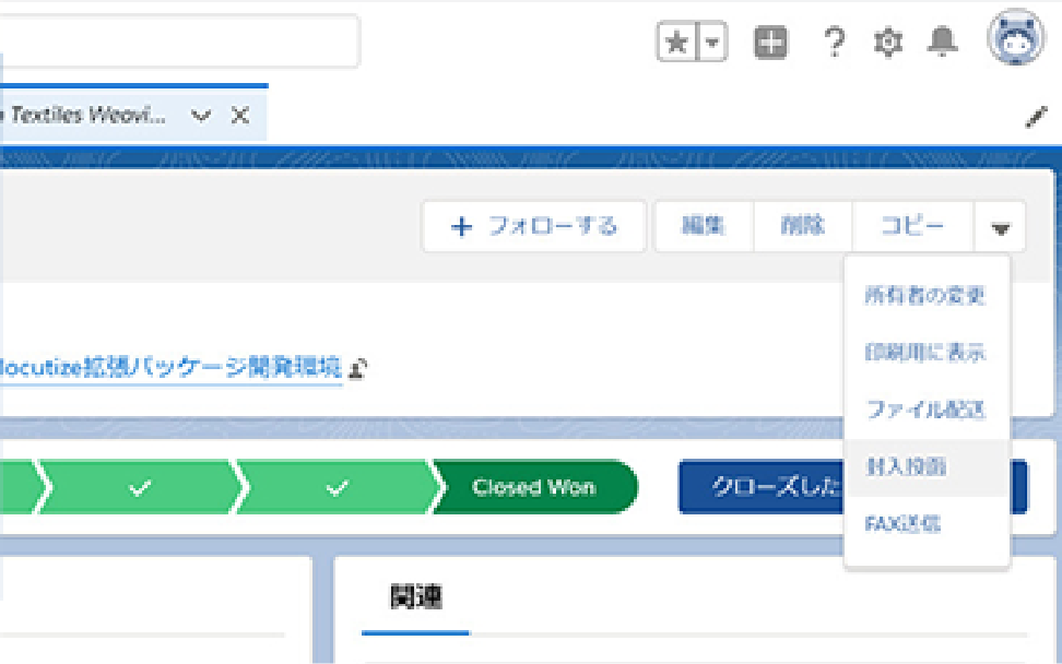 Salesforceのレコード画面に追加された送信アクションボタン